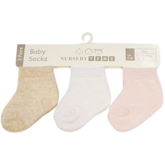 Cotton Blend Baby Girls Socks in Plain Colour (3-Pack)