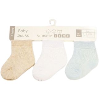 Cotton Blend Baby Boys Socks in Plain Colour (3-Pack)