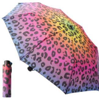 Neon Ombre Leopard-Pattern Umbrella – (64cm)