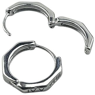 Silver Octagon Huggie Hoop Earrings