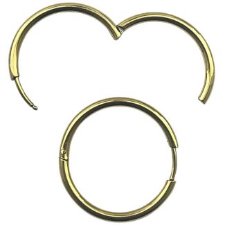 Gold Hoop Earrings with Hinged Closure - (24mm)
