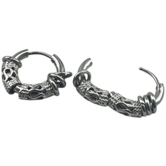 Silver Huggie Earrings with Four Small Circles