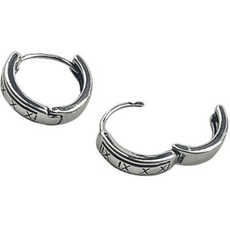 Huggie Earrings with Roman Numerals on Outer Circle