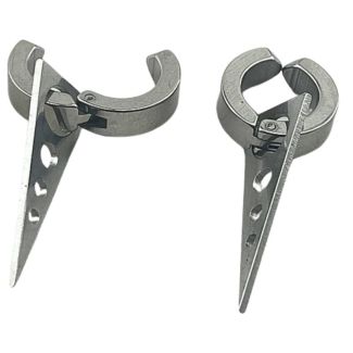 Silver Hinged Clip-On Hoop Earrings with Isosceles Triangle Charm
