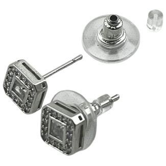 Square Stud Earrings with Center Stone
