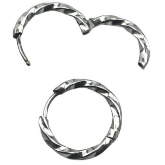 Twisted Circle Hoop Earrings with Hinged Closure