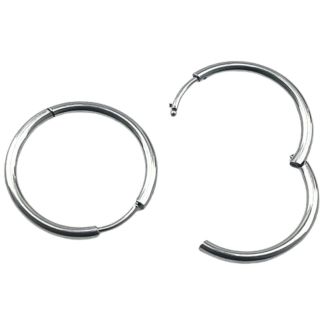 Silver Hoop Earrings with Hinged Closure - (24mm)