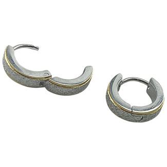 Gold Huggie Hoop Earrings with Silver Stone Detailing