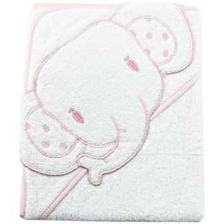 Baby 3D Hooded Towel Elephant Design - Pink