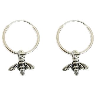 Sterling Silver Bee Charm Hoops – 12mm