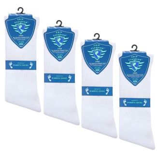 Men's Comfort Fit Diabetic Socks Non-Restrictive Cotton Blend (3 Pack) – White