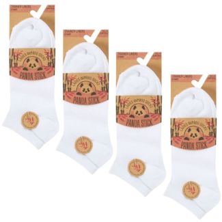 Ladies Panda Stick Bamboo Trainer Liner Socks (3 Pack) – White