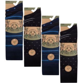 Men’s Panda Stick Bamboo Socks Classic Diamond & Stripe Designs - Assorted
