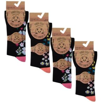 Ladies Panda Stick Comfort Fit Ditsy Floral Socks (3 Pack) - Assorted