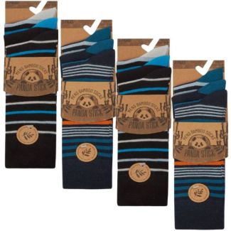 Men's Panda Stick Comfort Fit Stripe Design Bamboo Socks (3 Pack) - Assorted