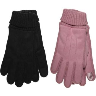Ladies Suede Gloves Sherpa Lining & Touch Screen - Assorted