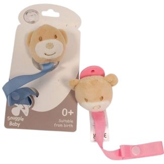 Soft Baby Bear Dummy Clip - Assorted Colours
