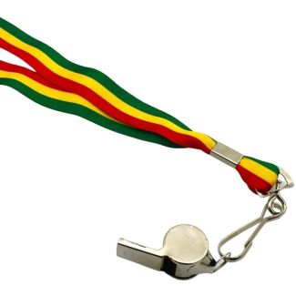 Wholesale Silver Whistle With Lanyard - Rasta Colours