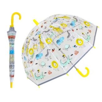 Children's Jungle Print Wind Resistant Dome Umbrella With Crook Handle