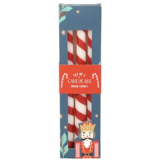 Stripe Taper Candy Cane Candles  - Set of 3
