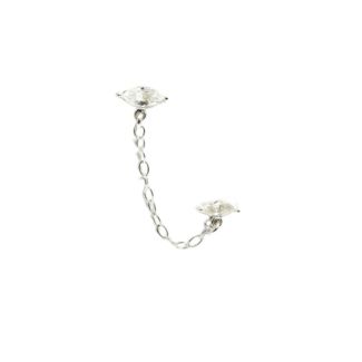 Sterling Silver Double Marquis Stud With Chain