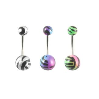 Zebra Print Belly Bar - Assorted Colours 