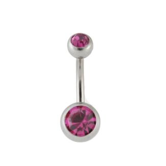 Diamante Belly Bar - Fuchsia 