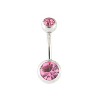 Diamante Belly Bar - Rose 