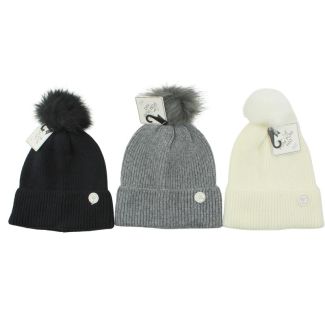 Ladies Supersoft Marl Ribbed Bobble Hat - Asst. Colours 