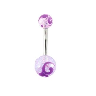 Painted Swirl Belly Bar - Purple 