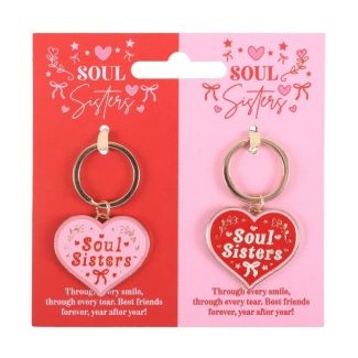 Soul Sisters Love Heart Keyrings - Pair