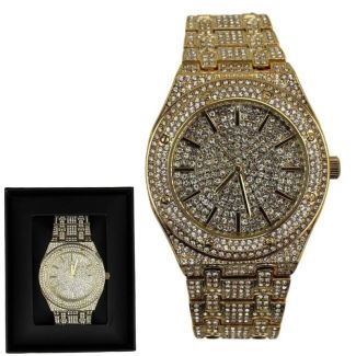 Wholesale Men's Diamante Encrusted NY London Watch - Gold