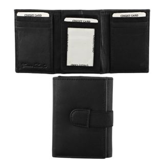 Men's Leather Wallet With Closure Button - Black