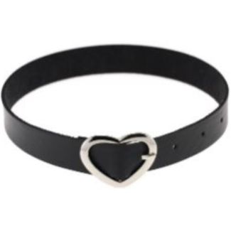 Vegan Leather Heart Buckle Choker