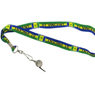 Silver Whistle With Lanyard - St.Vincent Flag Design