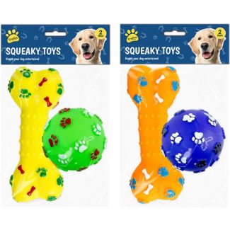 Vinyl Squeaky Dog Toys - 2 Pack - Assorted
