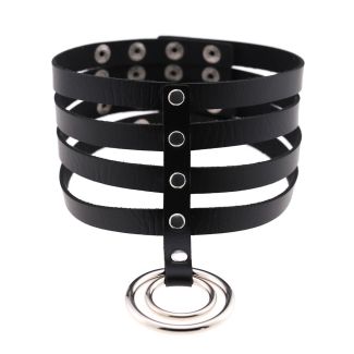 Vegan Leather Choker 4 Row Cage Design