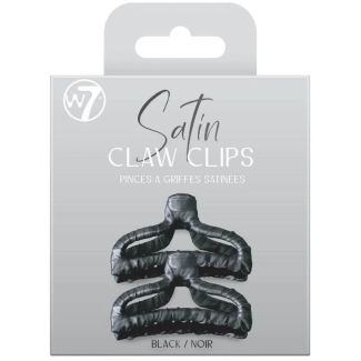 W7 Black Satin Covered Hair Clamps - 9.5cm