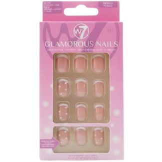 W7 Glamorous 24 Nails With Glue  - French Pearls 