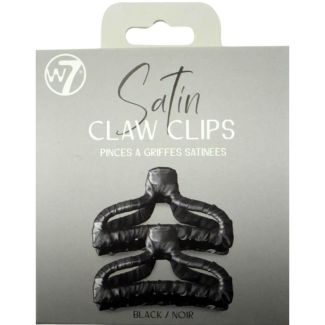 W7 Satin Claw Clips -  Black/Noir (9.5cm)