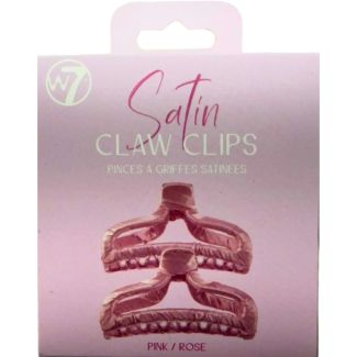 W7 Satin Claw Clips -  Pink/Rose (9.5cm)