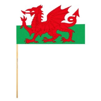 Wales Hand Flag With Wooden Stick - 18" x 12"