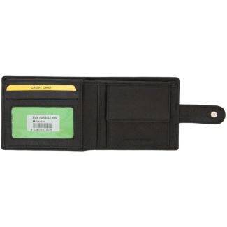 Genuine Leather  Wallet Multi Fold With Stud Closure - Black