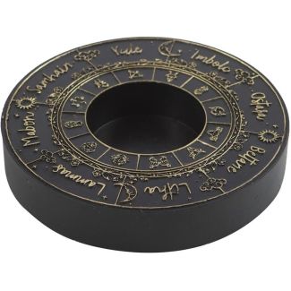 Wheel of the Year Tealight Candle Holder Resin Sabbat Design - (9.5cm)