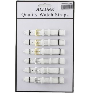 Wholesale Allure Plain Leather Watch Straps - White - 14mm