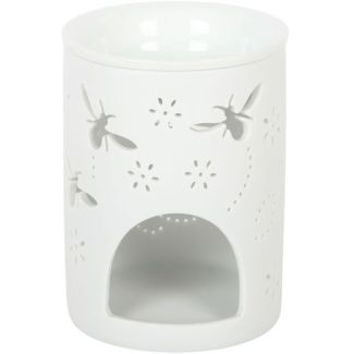 White Bee & Flower Cut-Out Ceramic Oil Burner & Wax Warmer - 11.5cm