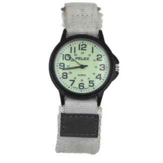 Wholesale Pelex Men's Classic Glow In The Dark Velcro Strap Watch - White/Black