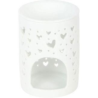 White Heart Cut-Out Ceramic Oil Burner & Wax Warmer - 11.5cm