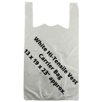 White Hi-Tensile Vest Jumbo Carrier Bag - 13x19x23"
