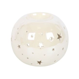 White Iridescent Star Oil Burner and Wax Warmer